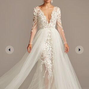 Elegant Sheer White Floral Gown